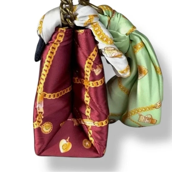 Kurt Geiger 🪢 NWT ❗️RARE Quilted Kensington with Scarf in Reversed Blue and Red - Picture 4 of 11